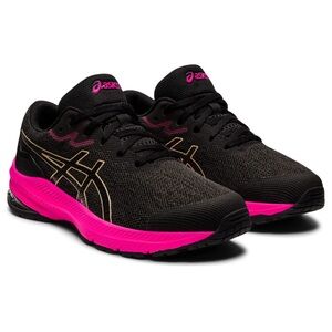 ASICS Girls Black and Pink Running Shoes